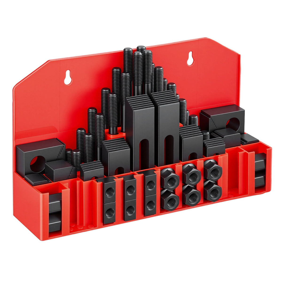 58 Piece 5/8" T-Slot Clamping Kit Hold Down Clamp 1/2"-13 Stud Size, for Bridgeport Mills, Standard Milling Machine, Drill Press, Heat Treated and Precision Ground, Flexible Height Adjustment