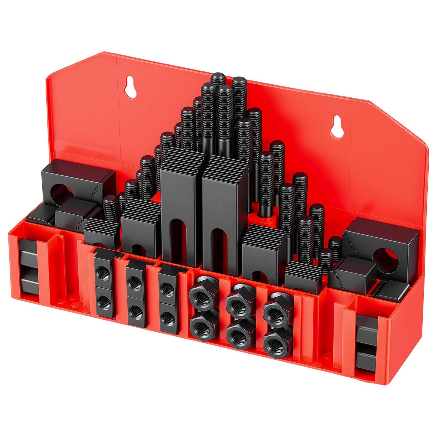 58 Piece 5/8" T-Slot Clamping Kit Hold Down Clamp 1/2"-13 Stud Size, for Bridgeport Mills, Standard Milling Machine, Drill Press, Heat Treated and Precision Ground, Flexible Height Adjustment