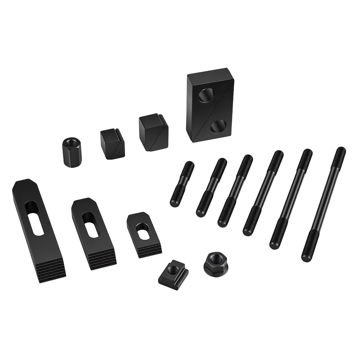 58 Piece 5/8" T-Slot Clamping Kit Hold Down Clamp 1/2"-13 Stud Size, for Bridgeport Mills, Standard Milling Machine, Drill Press, Heat Treated and Precision Ground, Flexible Height Adjustment