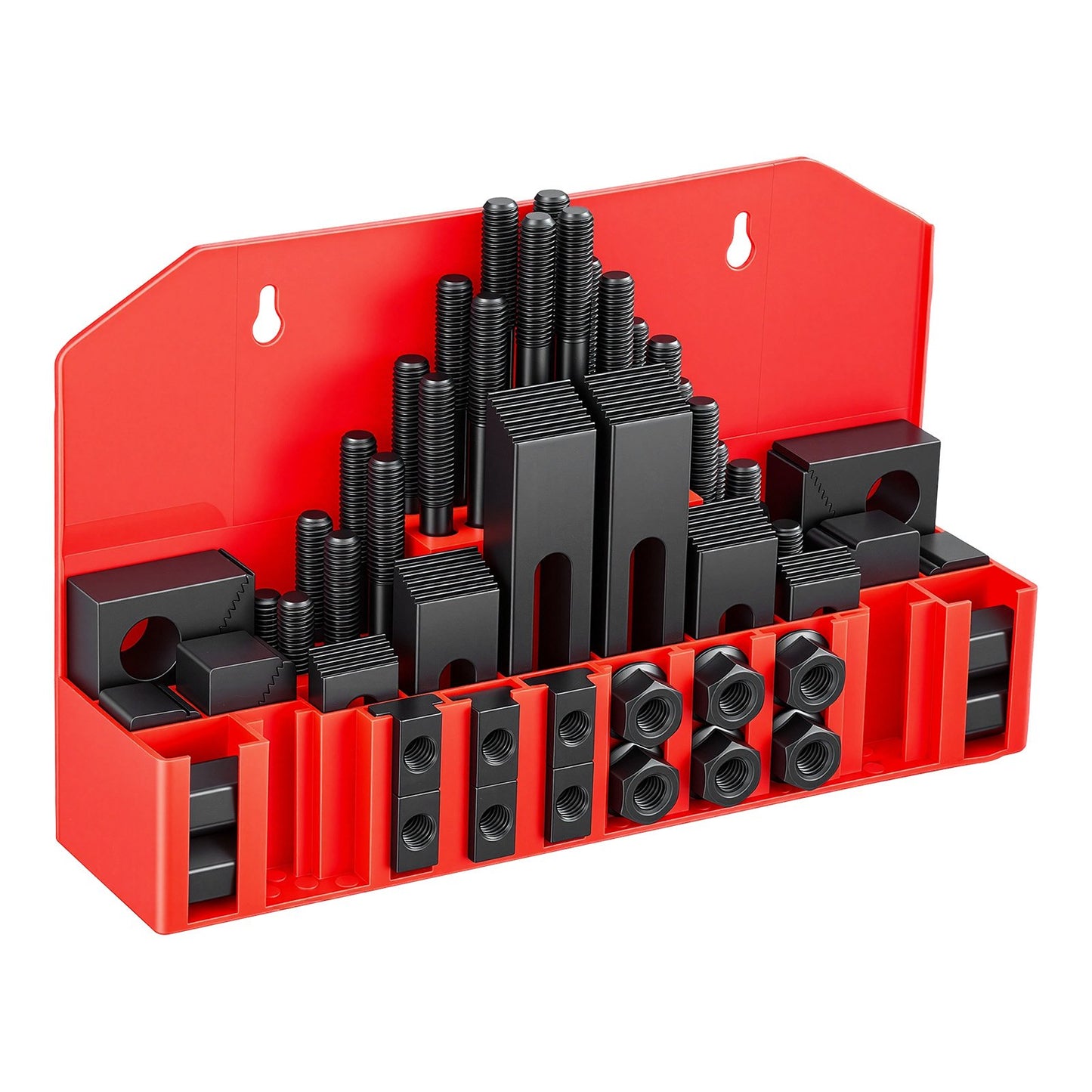 58 Piece 5/8" T-Slot Clamping Kit Hold Down Clamp 1/2"-13 Stud Size, for Bridgeport Mills, Standard Milling Machine, Drill Press, Heat Treated and Precision Ground, Flexible Height Adjustment