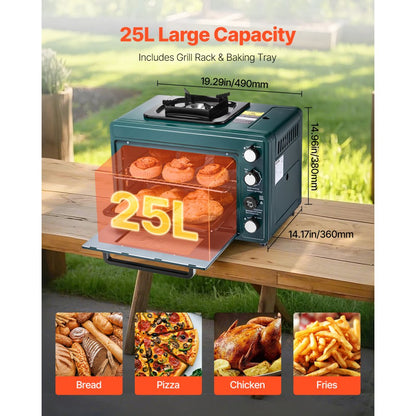 VEVOR Outdoor Oven 2-in-1 Portable Gas Camping Stove Oven Combo Adjustable Fire