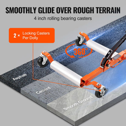 Heavy-Duty Ratcheting Wheel Dolly, 1360 kg Capacity, 2-Pack for Auto & Truck