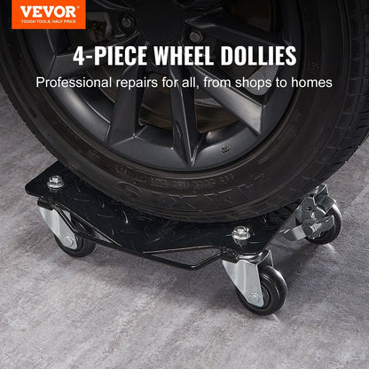 Heavy Duty Car Tire Dolly Set, 4 PCS, 2722 kg Capacity, 0-305 mm Width