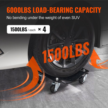 Heavy Duty Car Tire Dolly Set, 4 PCS, 2722 kg Capacity, 0-305 mm Width