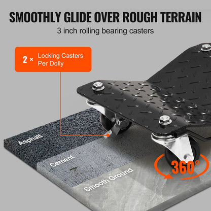 VEVOR Car Dolly Wheel Tire Dolly 4 PCS Heavy Duty Skate Auto Repair Dolly 6000LB