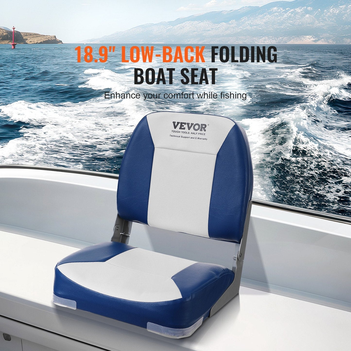 Foldable Low Back Boat Seat Pair - Ergonomic, Waterproof, and Space-Saving Design