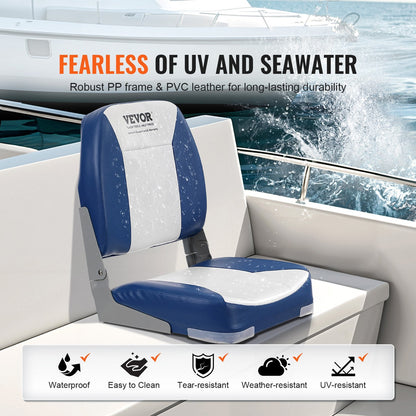 Foldable Low Back Boat Seat Pair - Ergonomic, Waterproof, and Space-Saving Design