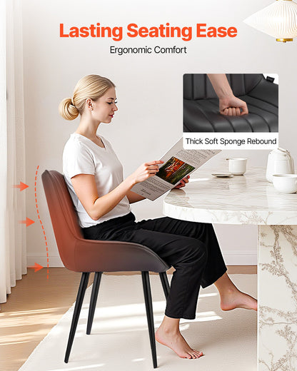 Modern Dining Room Accent Chairs Set of 8, Upholstered Fabric Side Chair for Dining Tables, Space-Saving Kitchen Table Chair with Thick Cushions and Metal Legs, Black