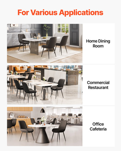 Modern Dining Room Accent Chairs Set of 8, Upholstered Fabric Side Chair for Dining Tables, Space-Saving Kitchen Table Chair with Thick Cushions and Metal Legs, Black