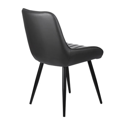 Modern Dining Room Accent Chairs Set of 8, Upholstered Fabric Side Chair for Dining Tables, Space-Saving Kitchen Table Chair with Thick Cushions and Metal Legs, Black