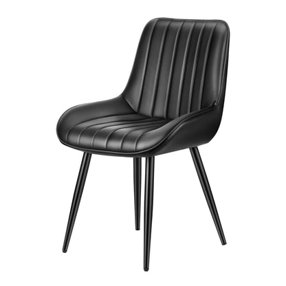 Modern Dining Room Accent Chairs Set of 8, Upholstered Fabric Side Chair for Dining Tables, Space-Saving Kitchen Table Chair with Thick Cushions and Metal Legs, Black