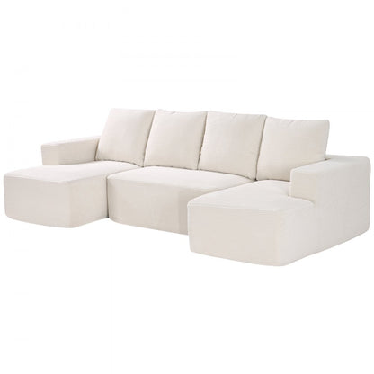 Modular Sectional Sofa U Shaped Cloud Couch with Chaise and Cushion Beige