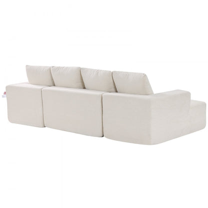 Modular Sectional Sofa U Shaped Cloud Couch with Chaise and Cushion Beige