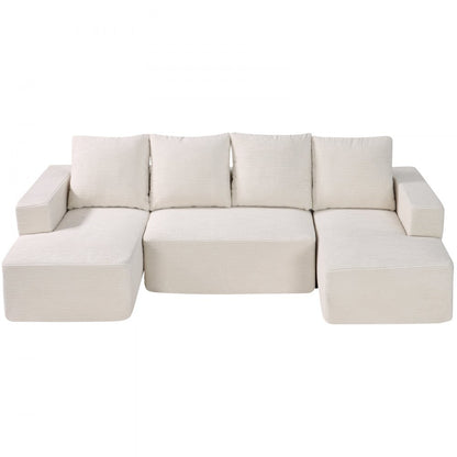 Modular Sectional Sofa U Shaped Cloud Couch with Chaise and Cushion Beige