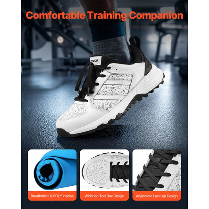 VEVOR Cross Training Shoes M Width Sneakers US Size 10 Wide Toe Box Shoes White