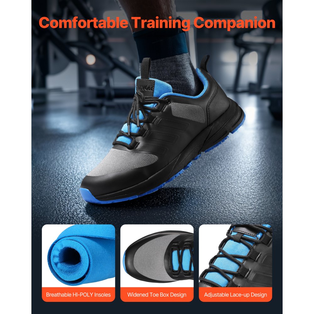 VEVOR Cross Training Shoes M Width Sneakers US Size 10 Wide Toe Box Shoes Black