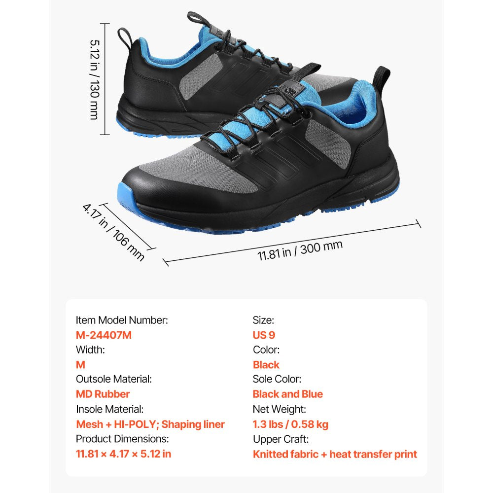 VEVOR Cross Training Shoes M Width Sneakers US Size 9 Wide Toe Box Shoes Black