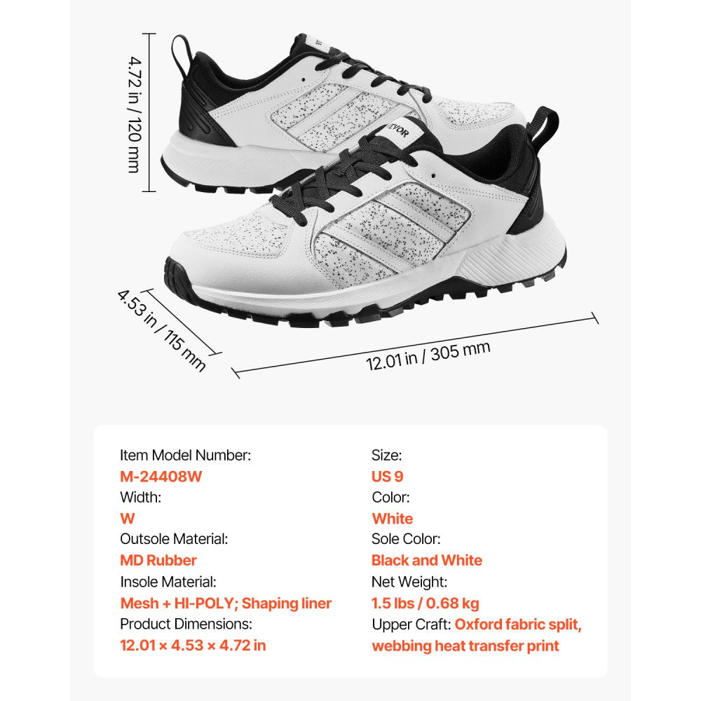 VEVOR Cross Training Shoes W Width Sneakers US Size 9 Wide Toe Box Shoes White
