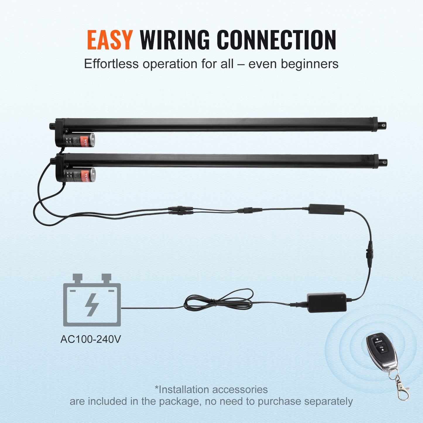High-Speed Linear Actuator Kit, 0.76m Stroke, 1000N Force, Wireless Remote