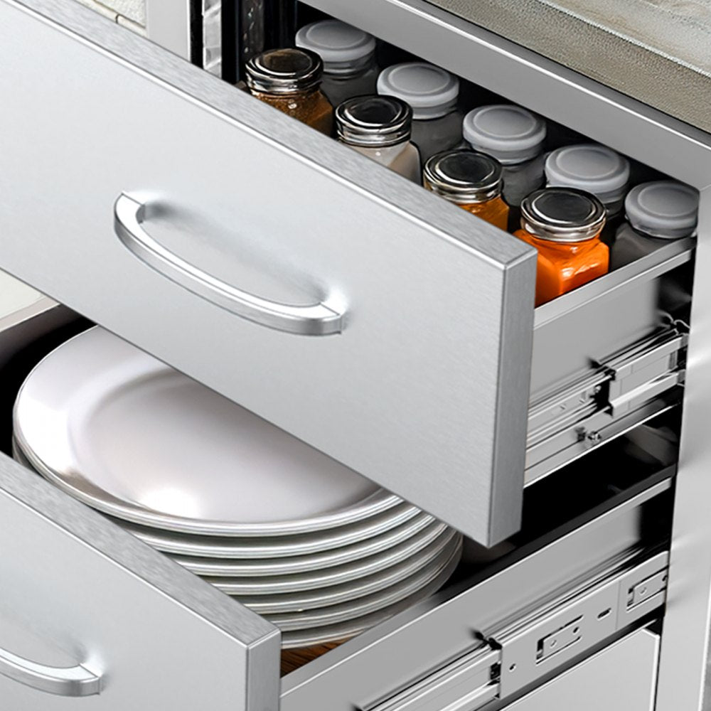 VEVOR Outdoor Kitchen Drawers Triple BBQ Access Drawers Island 18.5x22.5x22.5 in