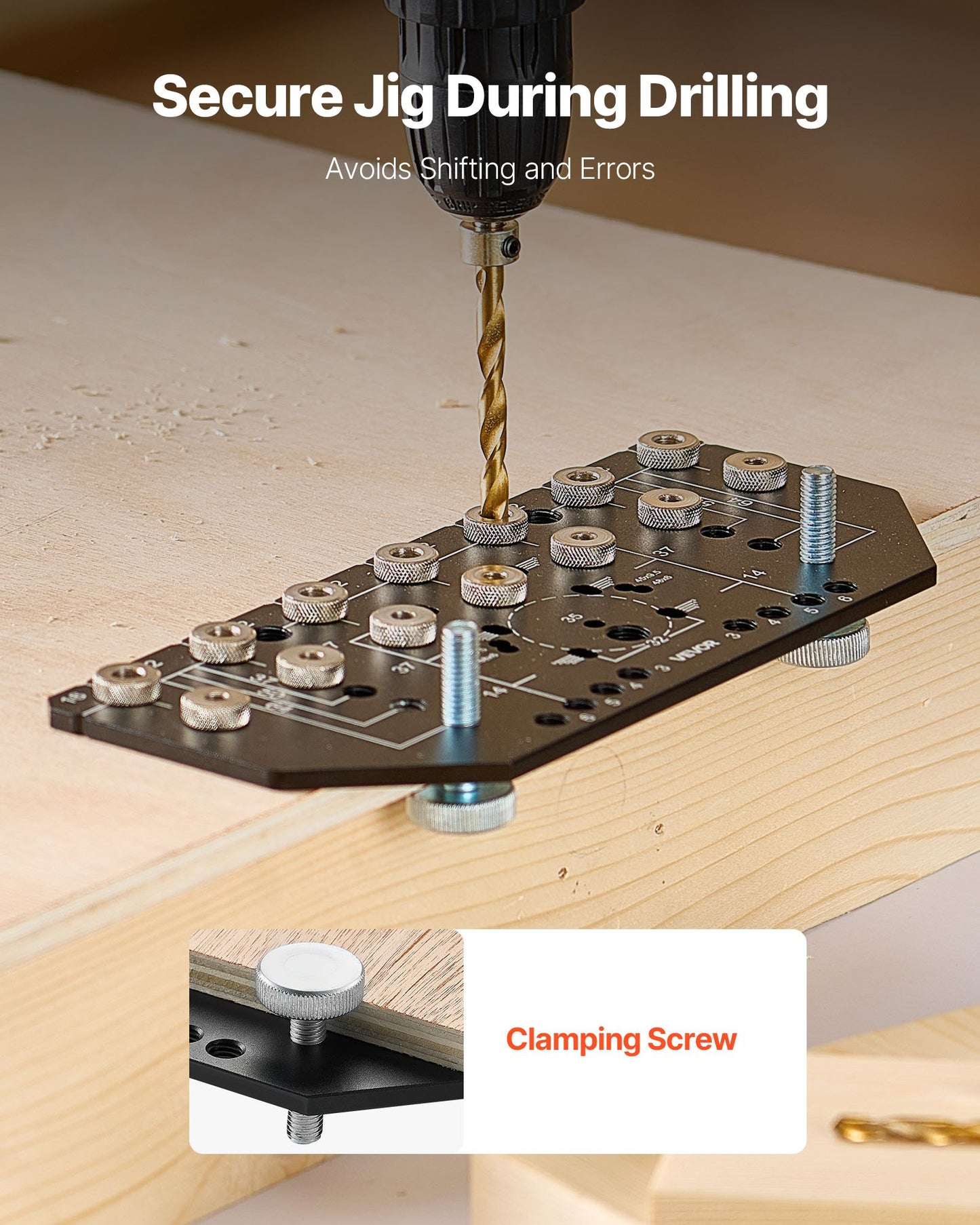Shelf Pin Jig and Hinge Jig Two-in-One, Aluminum Alloy Cabinet Hardware Hole Drilling Template with 6.4 and 4.8 mm Drill Bits, for Cabinet Doors Bookshelves Wardrobes Woodworking and DIY