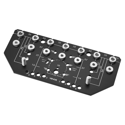 Shelf Pin Jig and Hinge Jig Two-in-One, Aluminum Alloy Cabinet Hardware Hole Drilling Template with 6.4 and 4.8 mm Drill Bits, for Cabinet Doors Bookshelves Wardrobes Woodworking and DIY