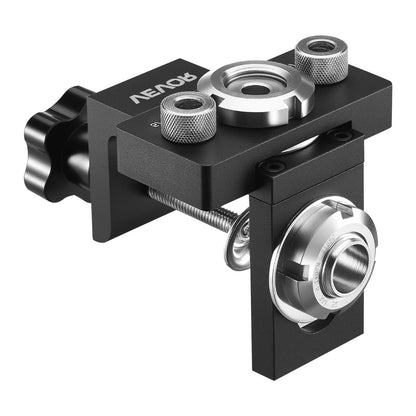 Doweling Jig Kit, Self Centering Dowel Drill Jig for Straight Holes, Aluminum Alloy Woodworking Joints Tool with 3 Size Drill Bits 6.4 / 7.9 / 15 mm, Adjustable Width, for Wood Working