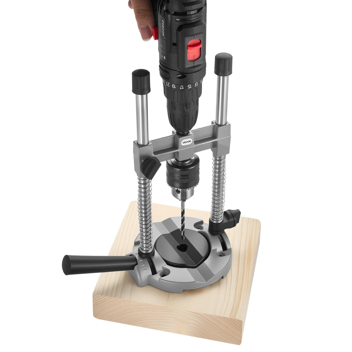 Drill Guide, Multi-Angle Press Portable Precision Drilling Guide Jig Attachment, with Large Handle and Mounting Holes, Aluminum Alloy, for Drilling Angled or Straight Holes, for Wood Working