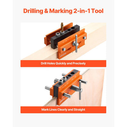 VEVOR Doweling Jig Kit Self Centering Dowel Drill Jig Kit for Straight Holes