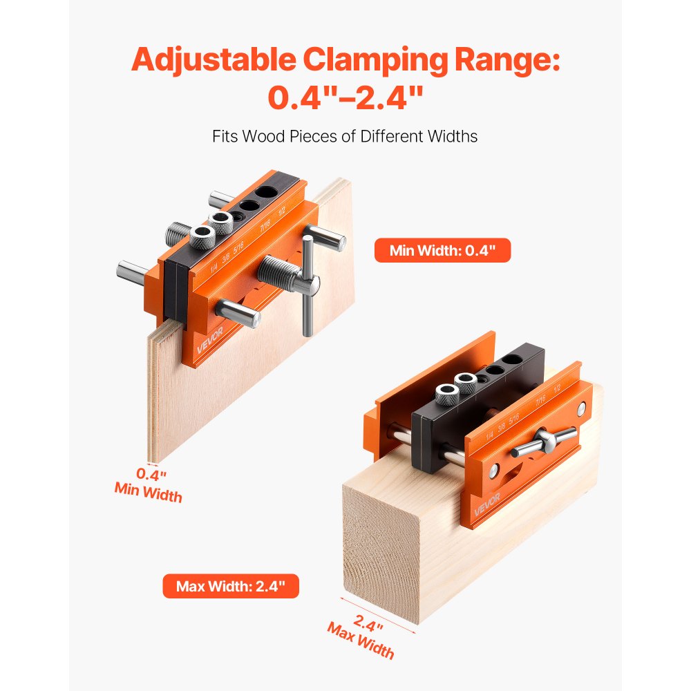 VEVOR Doweling Jig Kit Self Centering Dowel Drill Jig Kit for Straight Holes