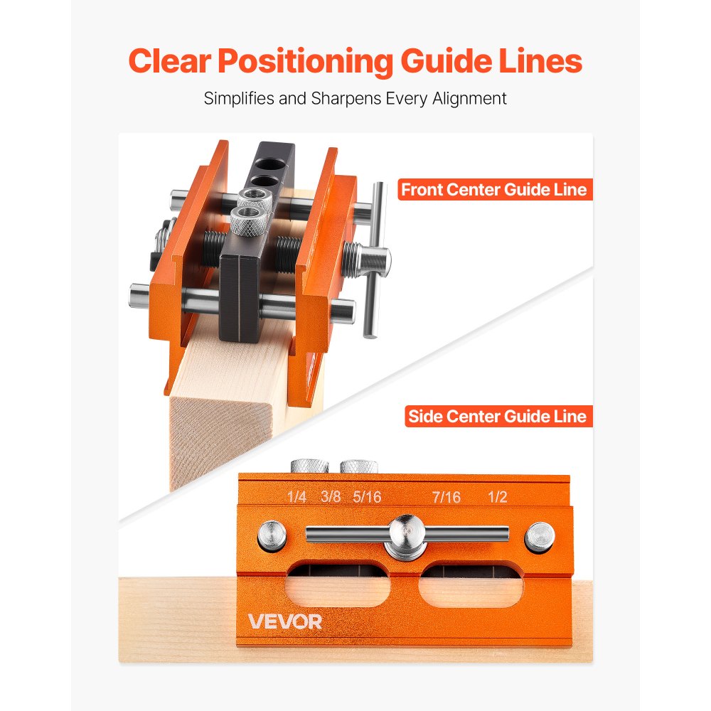 VEVOR Doweling Jig Kit Self Centering Dowel Drill Jig Kit for Straight Holes