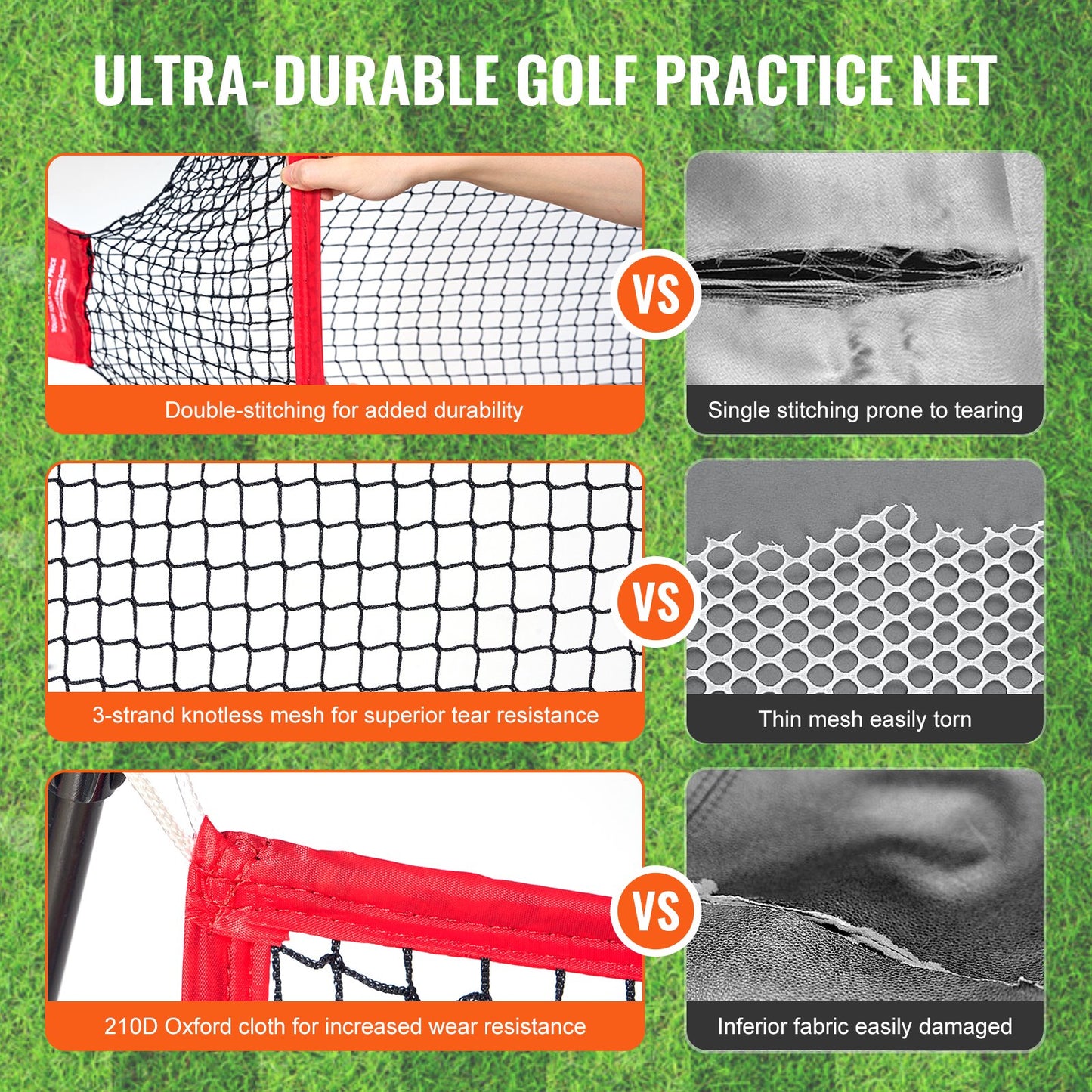 VEVOR Golf Practice Hitting Net, Huge 10.8x7ft Golf Net, Personal Driving Range