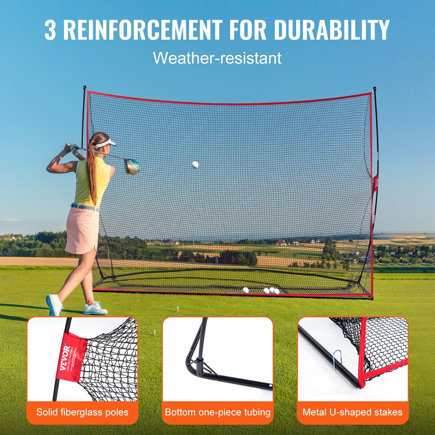 VEVOR Golf Practice Hitting Net, Huge 10.8x7ft Golf Net, Personal Driving Range