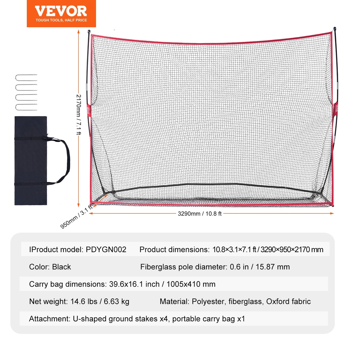 VEVOR Golf Practice Hitting Net, Huge 10.8x7ft Golf Net, Personal Driving Range