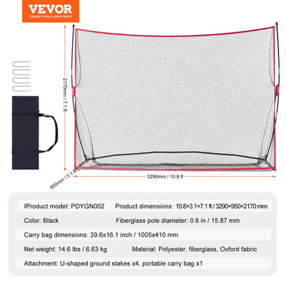 VEVOR Golf Practice Hitting Net, Huge 10.8x7ft Golf Net, Personal Driving Range