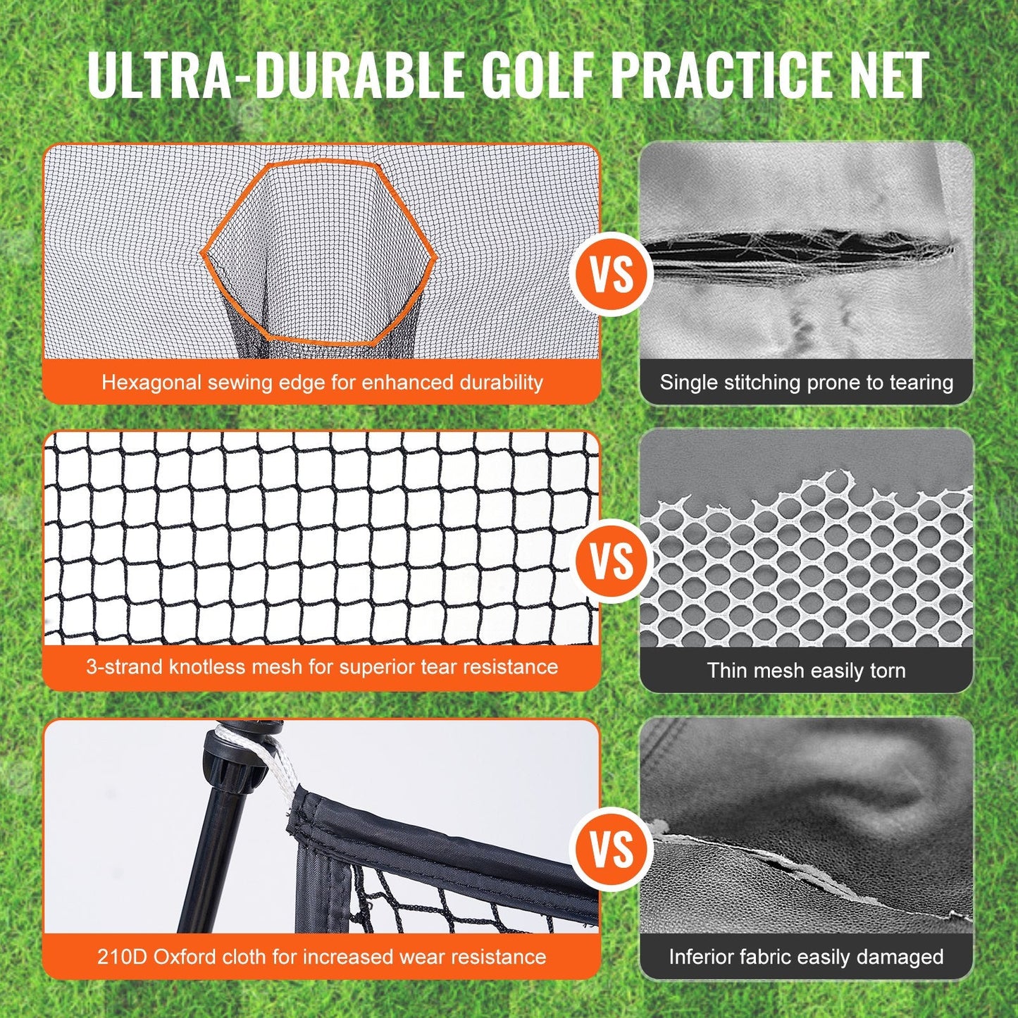 Portable 3.3x2.1m Golf Practice Net for Indoor/Outdoor Use - Easy Setup