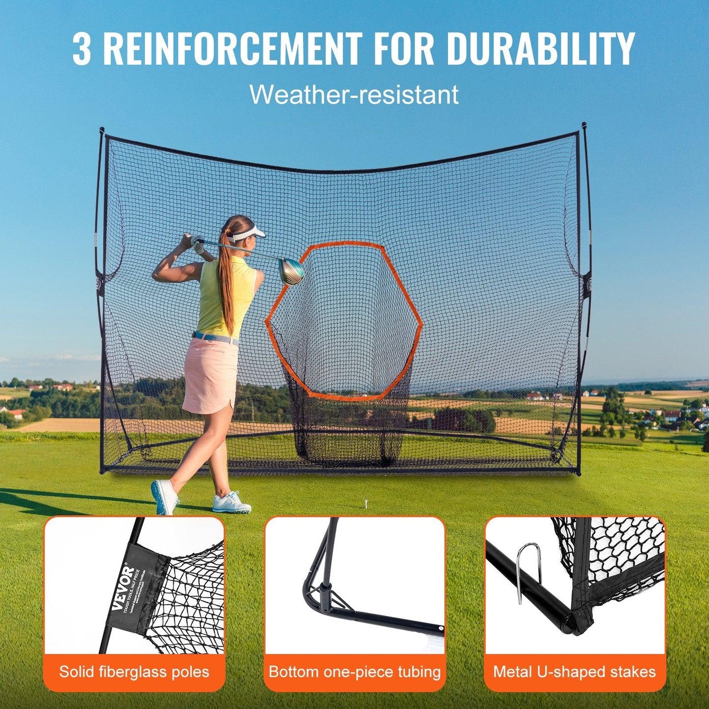 Portable 3.3x2.1m Golf Practice Net for Indoor/Outdoor Use - Easy Setup