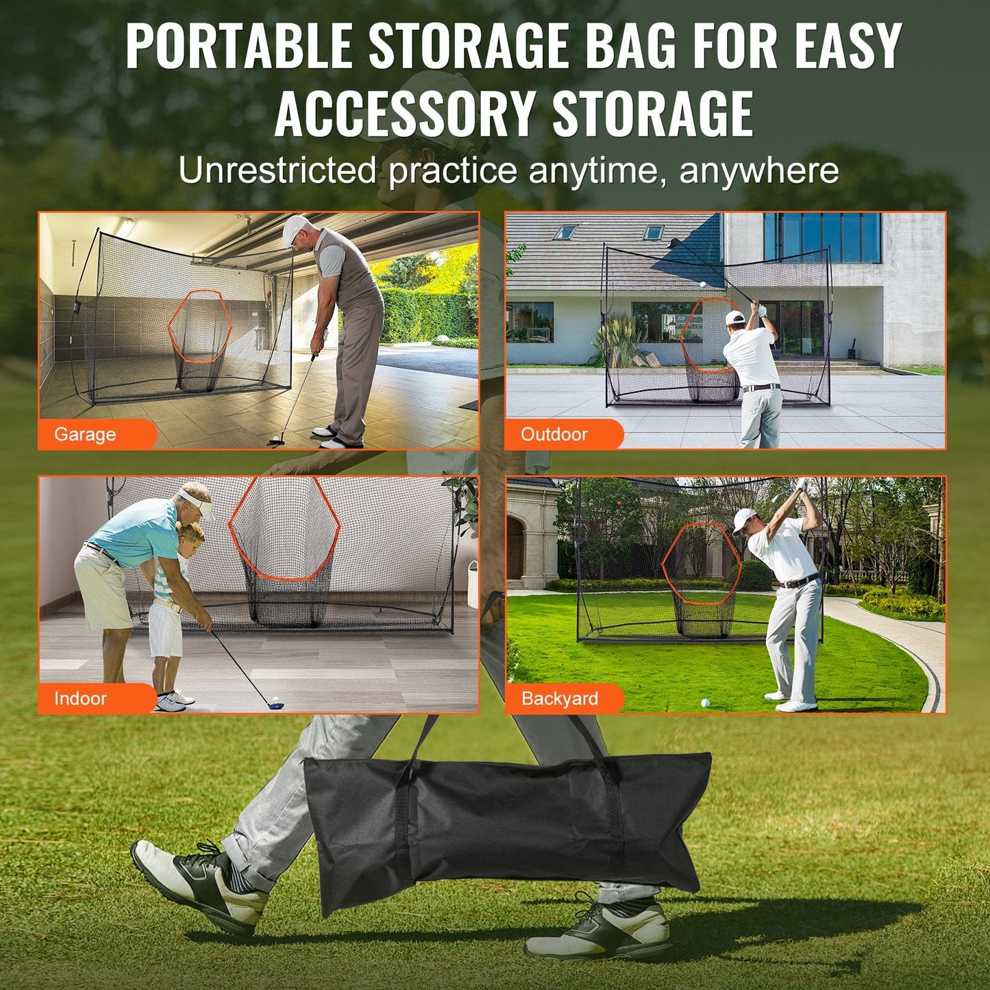 Portable 3.3x2.1m Golf Practice Net for Indoor/Outdoor Use - Easy Setup