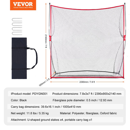 Golf Practice Net 2.4x2.1m Indoor/Outdoor Driving Range Training, Easy Setup