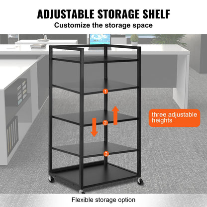 3-Tier Rolling Printer Cart with Wheels and Storage, 45 kg Capacity