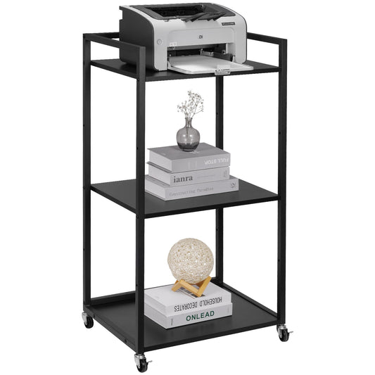 VEVOR Printer Stand 3-Tier Rolling Printer Cart with Wheels and Storage Shelves