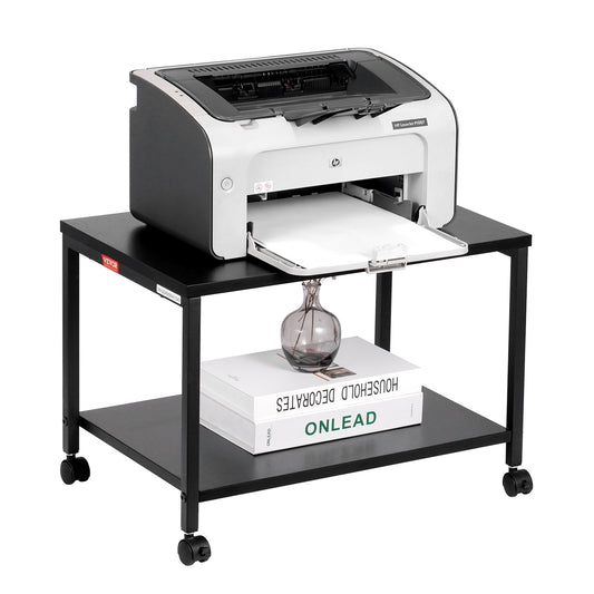VEVOR Printer Stand 2-Tier Rolling Printer Cart with Wheels and Storage Shelves