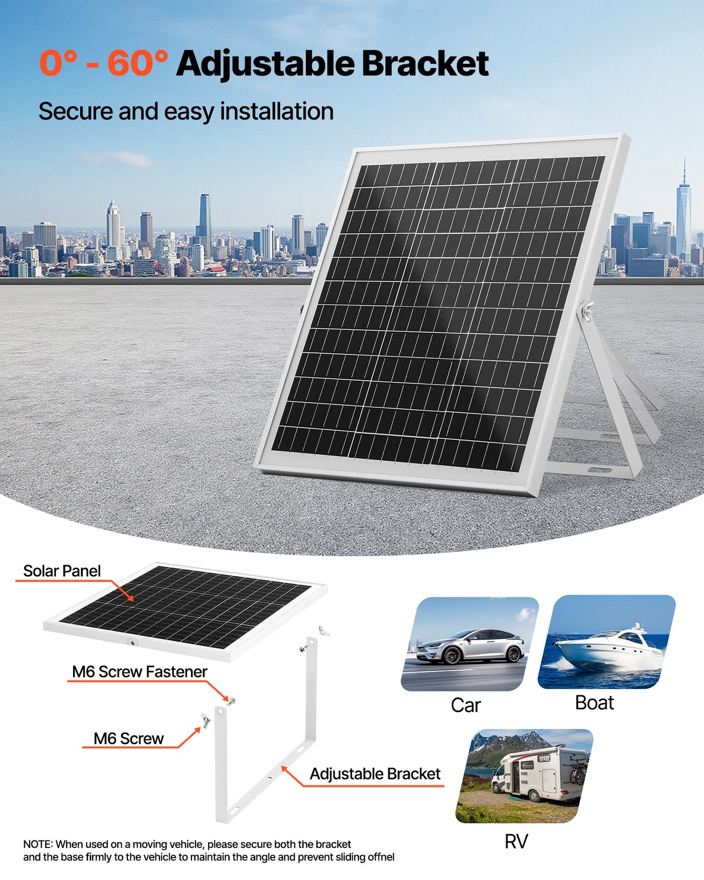 20W 12V Solar Panel Battery Charger, Solar Battery Trickle Charger Maintainer with Intelligent MPPT Controller & Adjustable Mount Bracket, IP67 Waterproof for Car Boat RV Motorcycle Trailer
