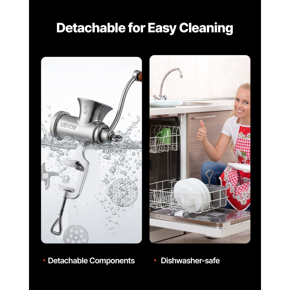 Manual Meat Grinder Mincer Sausage Stuffer Table Clamp 304 Stainless Steel