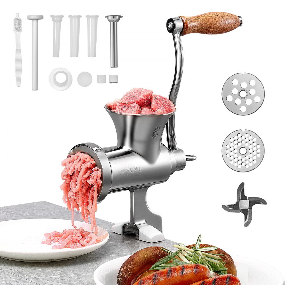 Manual Meat Grinder Mincer Sausage Stuffer Table Clamp 304 Stainless Steel
