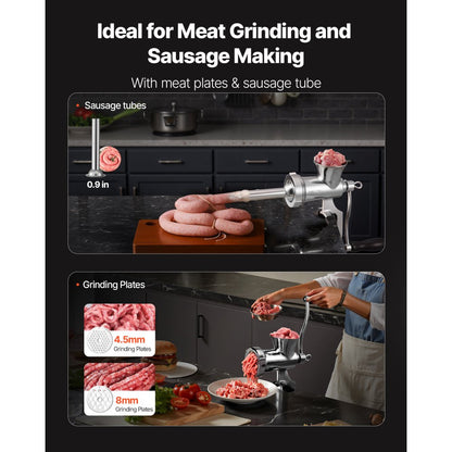 Manual Meat Grinder 304 Stainless Steel Mincer Sausage Stuffer Table Clamp