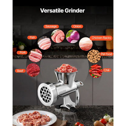 Manual Meat Grinder 304 Stainless Steel Mincer Sausage Stuffer Table Clamp