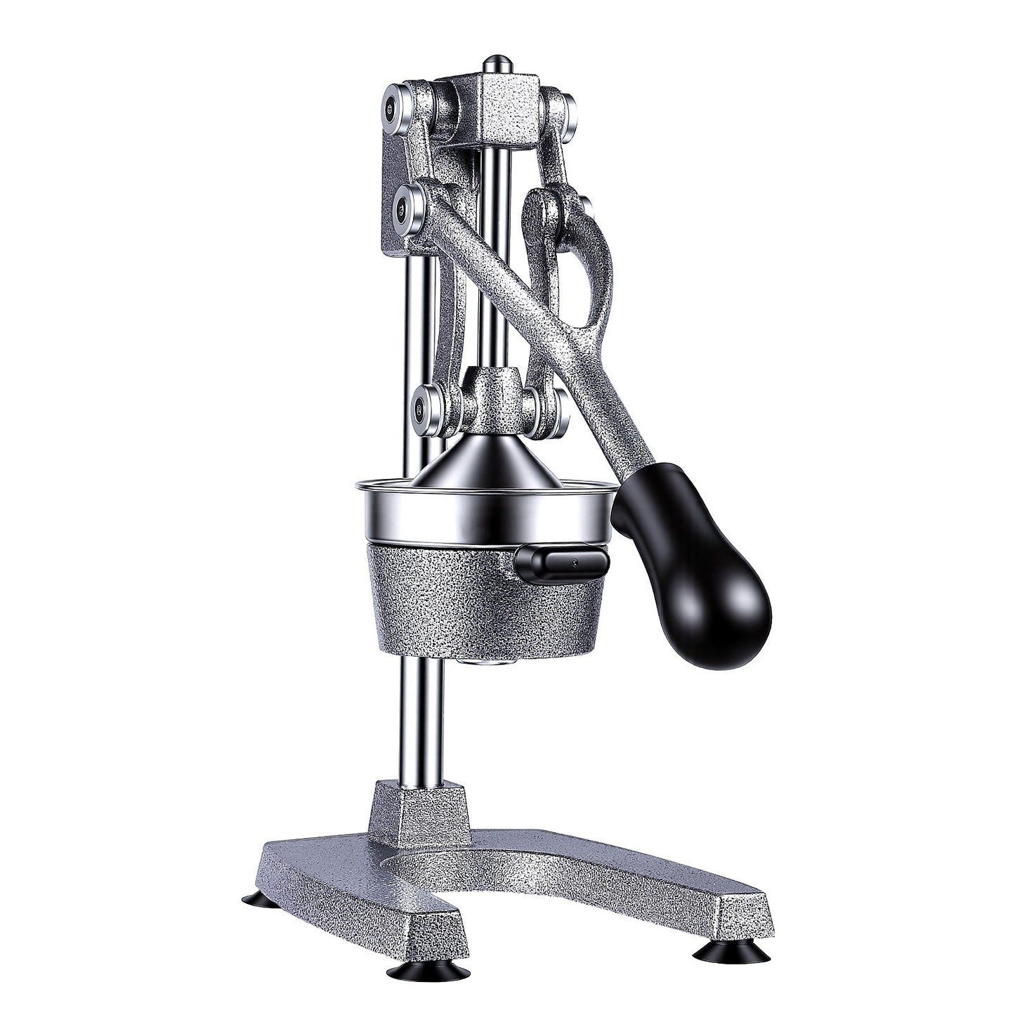 Manual Citrus Juicer, 395mm Tall Hand Press Orange Juicer, Manual Fresh Juice Extractor for Lemon Pomegranate Grapefruit, Heavy-Duty Cast Iron, Easy to Clean, Home & Commercial Use, Silver Gray