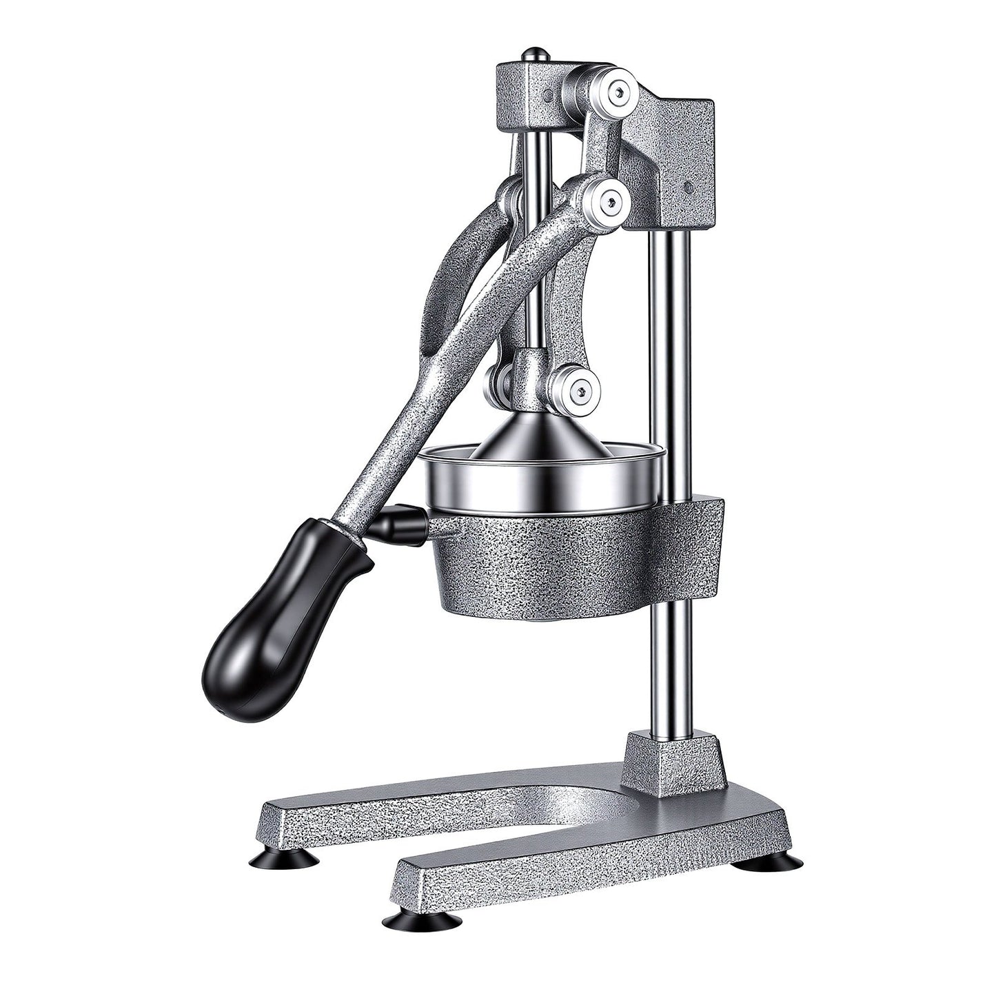 Manual Citrus Juicer, 395mm Tall Hand Press Orange Juicer, Manual Fresh Juice Extractor for Lemon Pomegranate Grapefruit, Heavy-Duty Cast Iron, Easy to Clean, Home & Commercial Use, Silver Gray