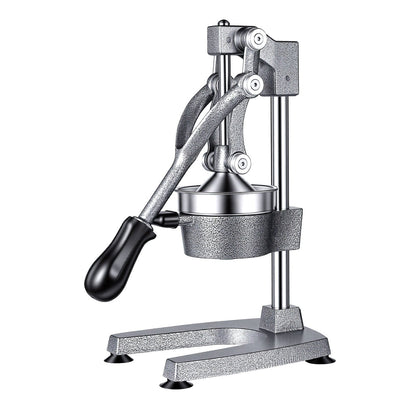 Manual Citrus Juicer, 395mm Tall Hand Press Orange Juicer, Manual Fresh Juice Extractor for Lemon Pomegranate Grapefruit, Heavy-Duty Cast Iron, Easy to Clean, Home & Commercial Use, Silver Gray